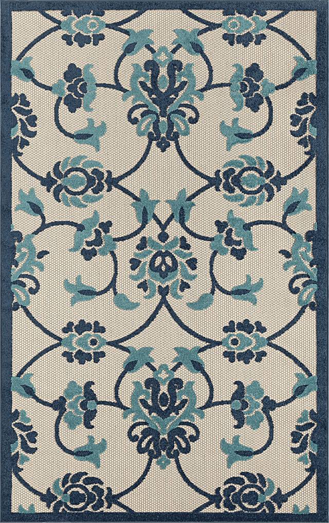 Lusetrie Navy/Multi 5' x 8' Indoor/Outdoor Rug - Thumbnail - Image 1