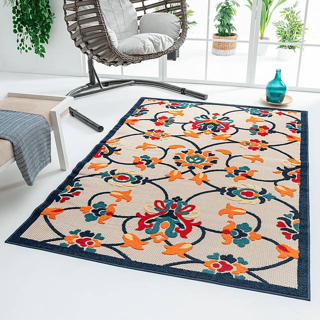 Lusetrie Orange/Multi 5' x 8' Indoor/Outdoor Rug - Thumbnail - Image 4