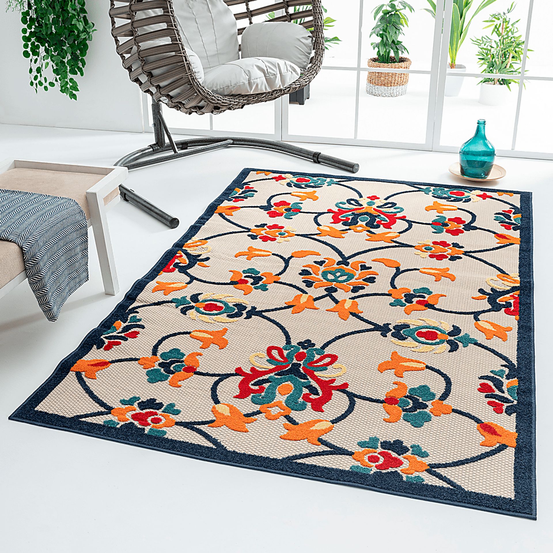Lusetrie Orange/Multi 5' x 8' Indoor/Outdoor Rug - Image 4