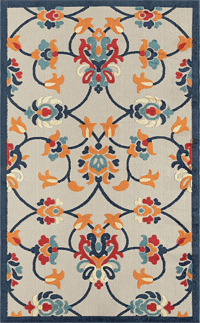 Lusetrie Orange/Multi 5' x 8' Indoor/Outdoor Rug - Thumbnail - Image 1