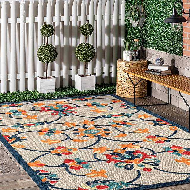 Lusetrie Orange/Multi 7'10 x 9'10 Indoor/Outdoor Rug - Thumbnail - Image 3