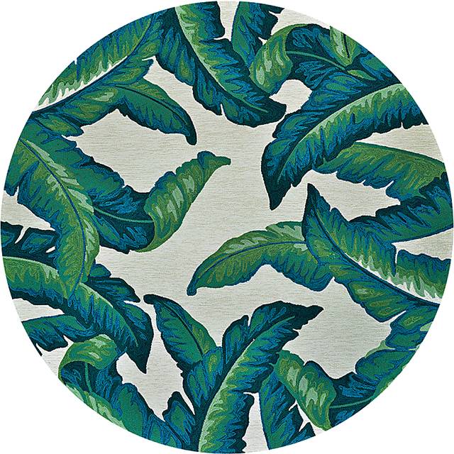 Lush Breeze Palm Green 7'10 Round Indoor/Outdoor Rug - Thumbnail - Image 1