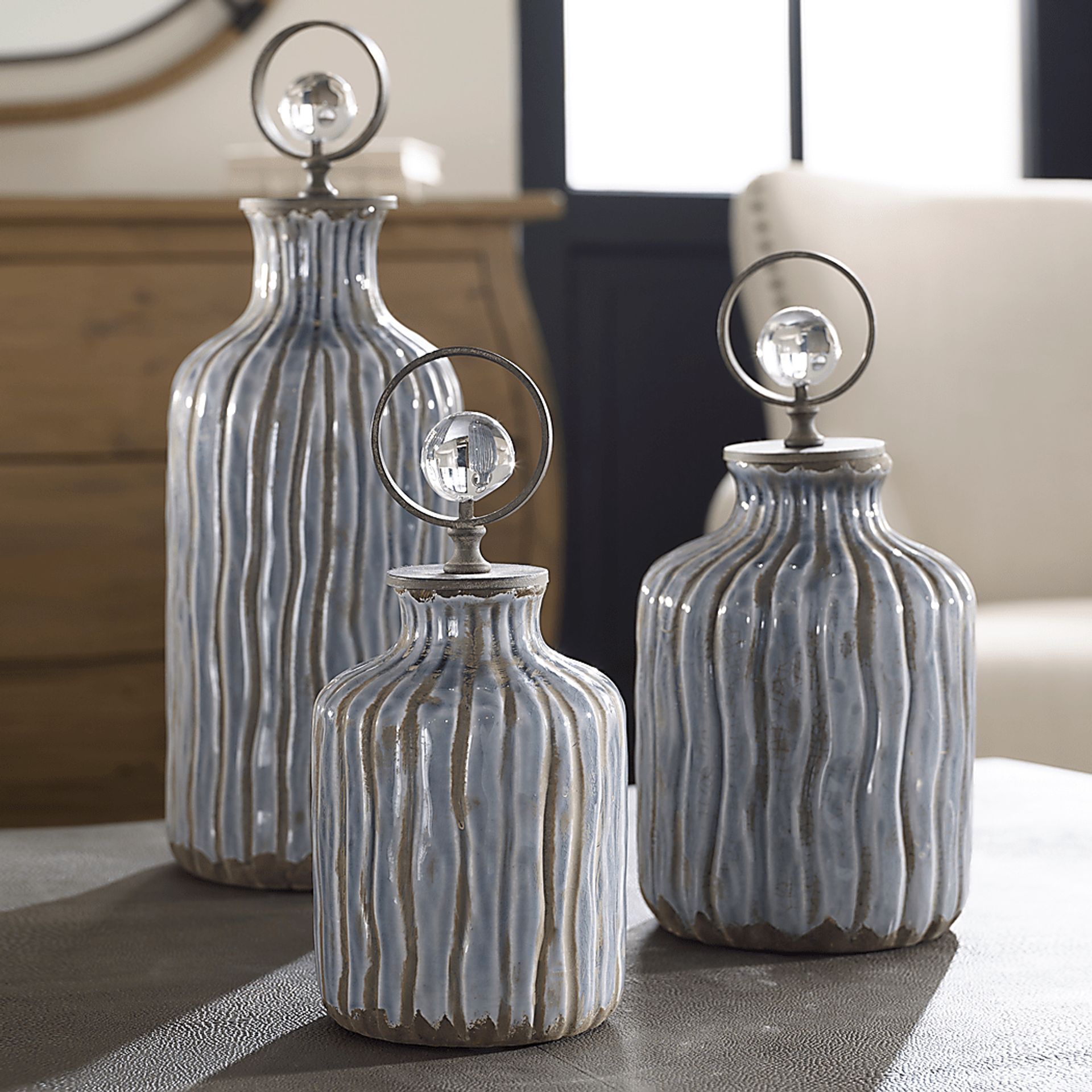Luvane Gray Decor Bottle, Set of 3 - Image 3