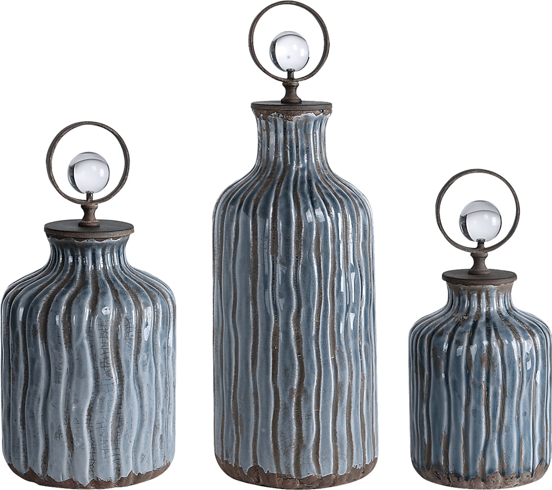 Luvane Gray Decor Bottle, Set of 3 - Image 1