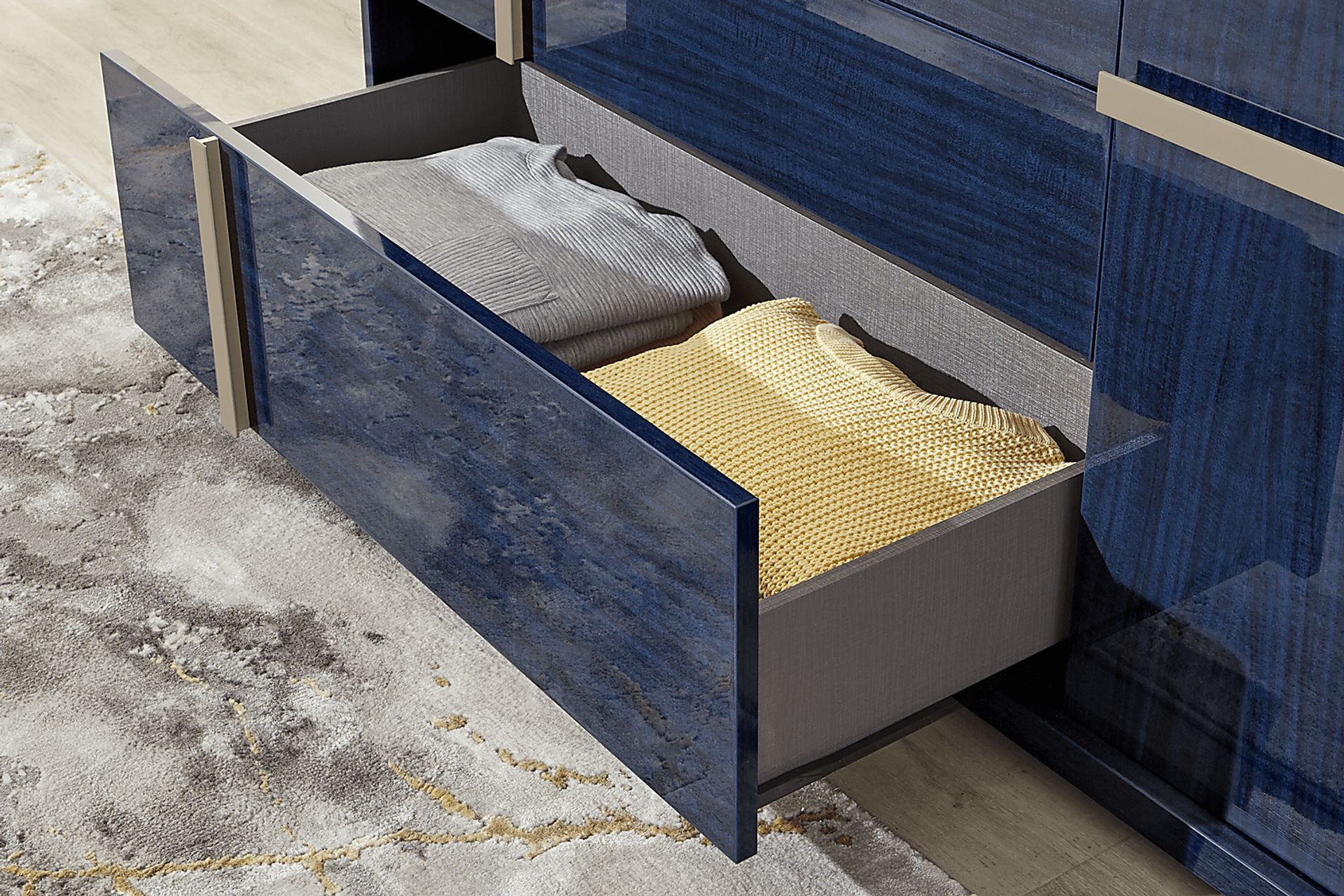 Luxe Point Blue 7 Pc Queen Panel Bedroom - Image 8
