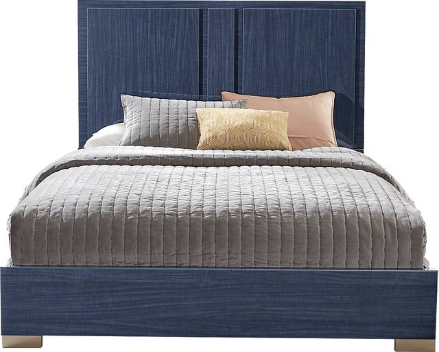Luxe Point Blue 7 Pc Queen Panel Bedroom - Thumbnail - Image 2