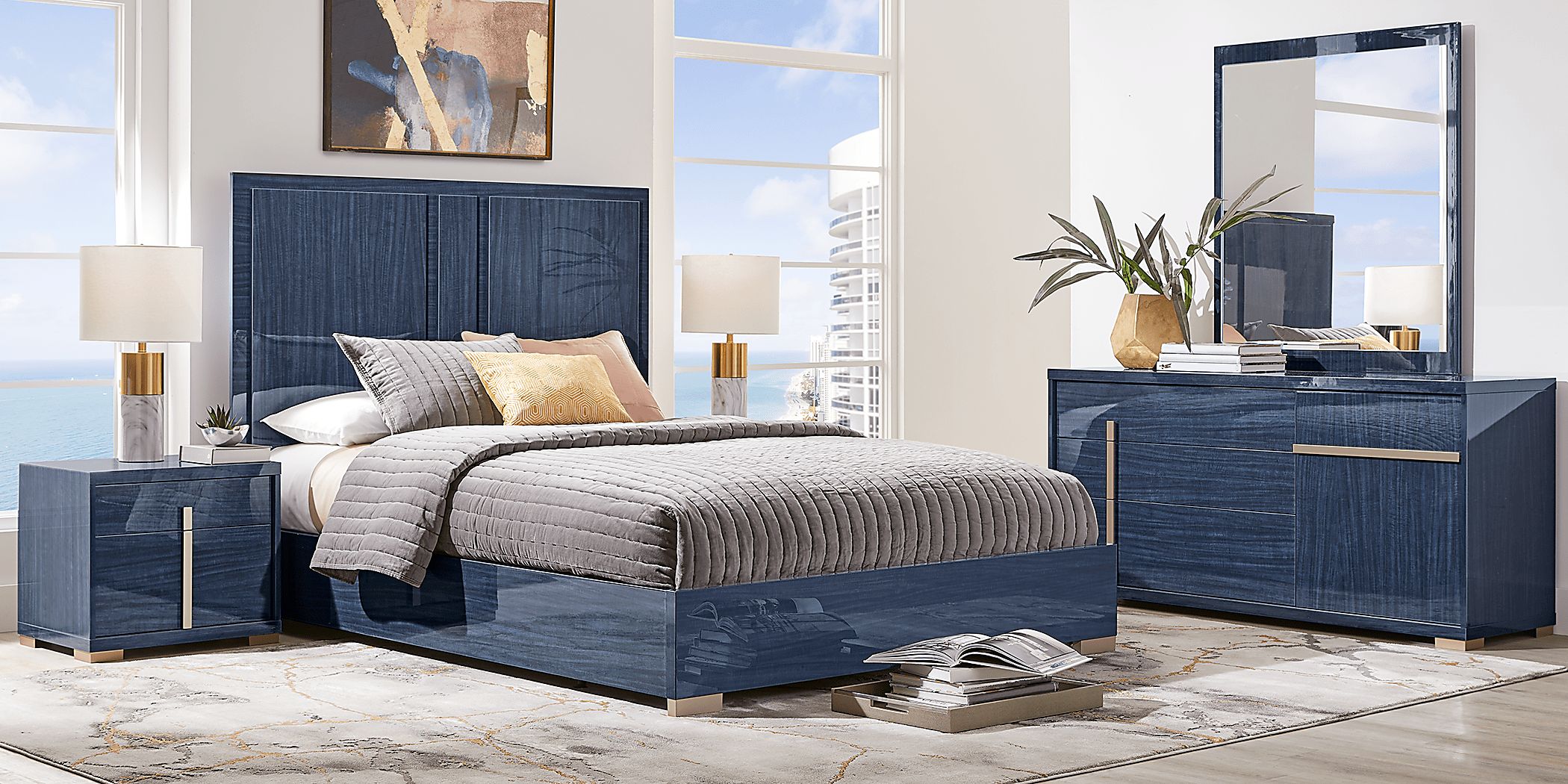 Blue queen deals bedroom sets