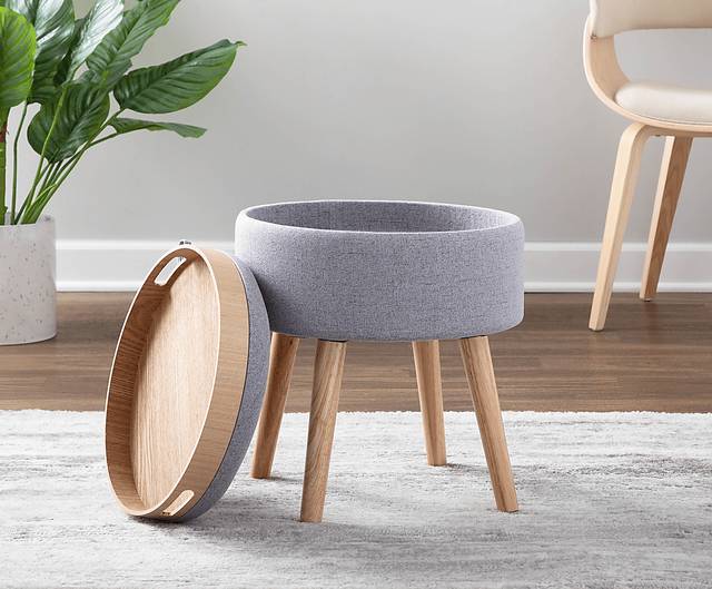 Luxomni Gray Accent Stool - Thumbnail - Image 10