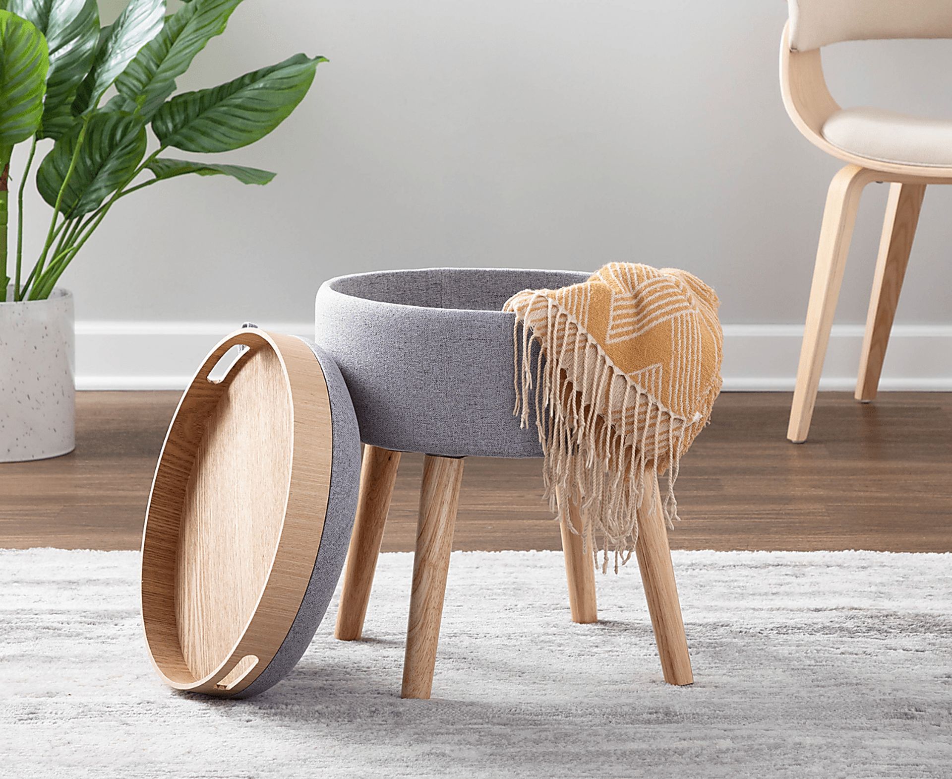 Luxomni Gray Accent Stool - Image 11