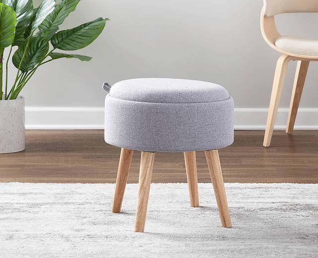 Luxomni Gray Accent Stool - Thumbnail - Image 7