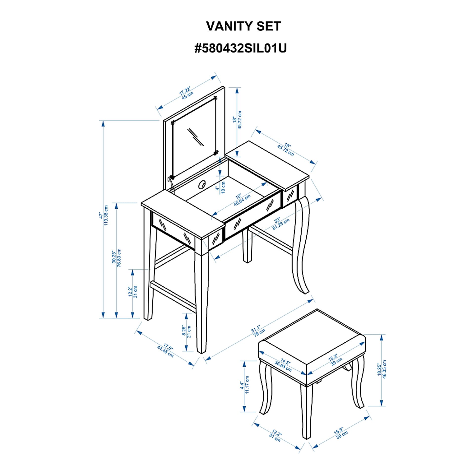 Luzoh Gray Vanity Set - Image 14