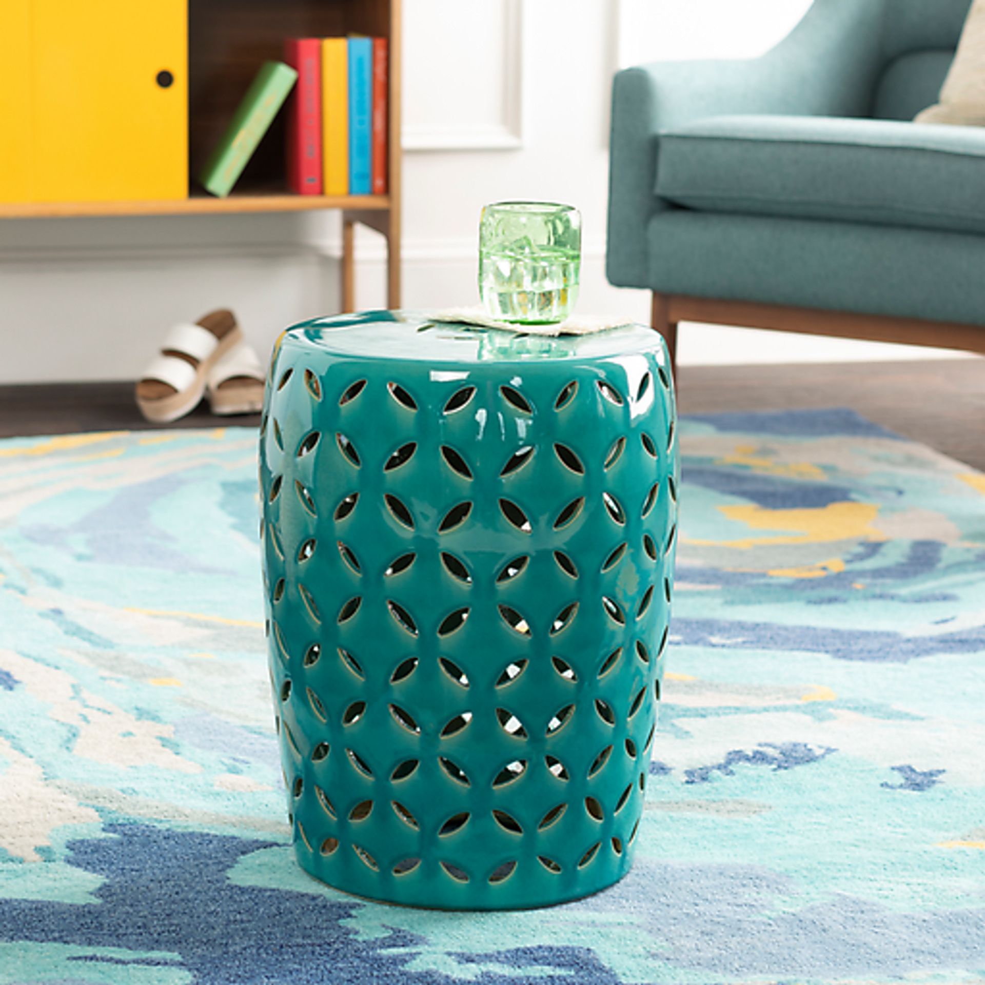 Lwandle Teal Outdoor Stool - Image 2
