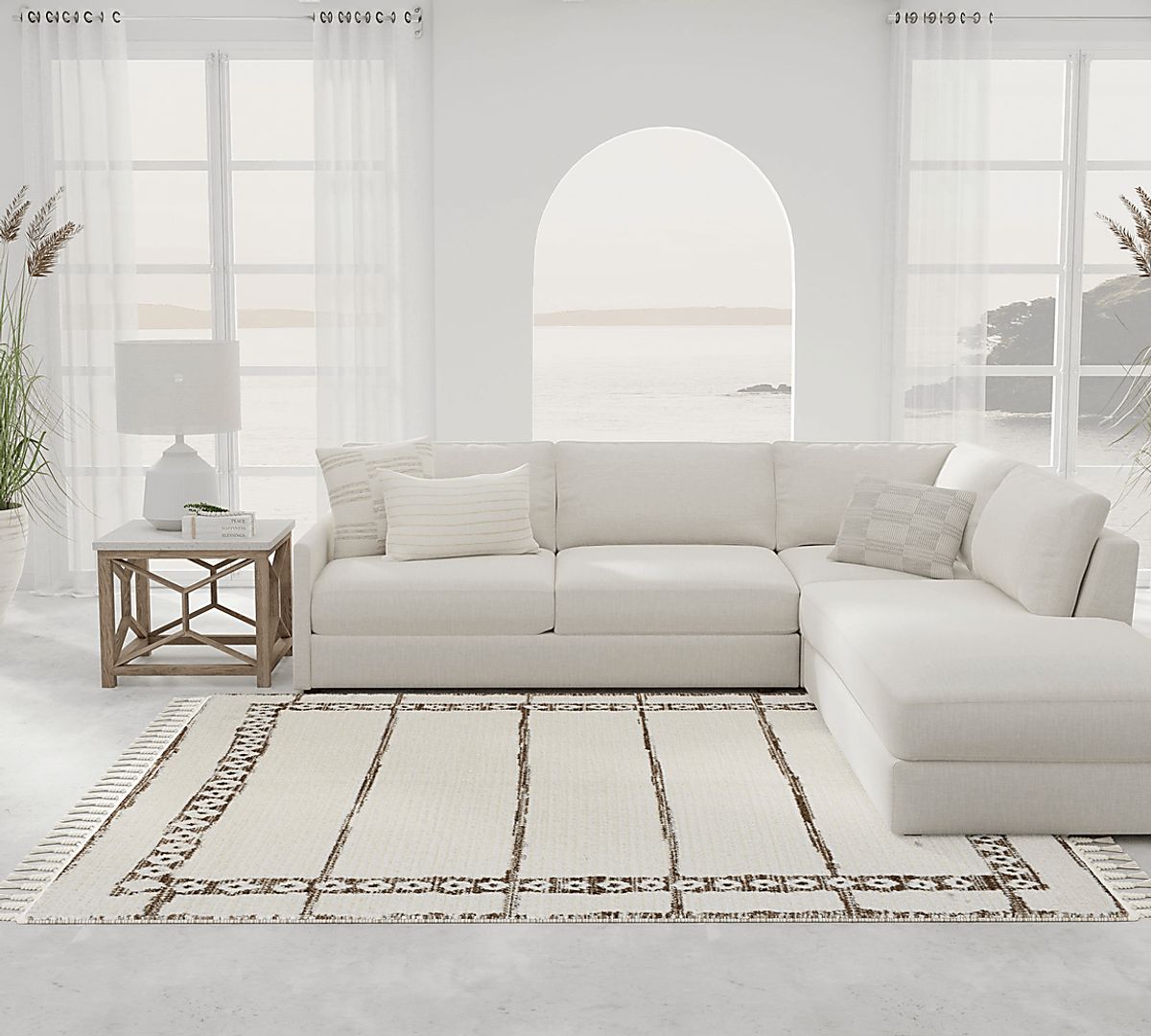 Lykol Tan,White Beige,Brown,White Rugs | Rooms to Go, image size:1200x1080