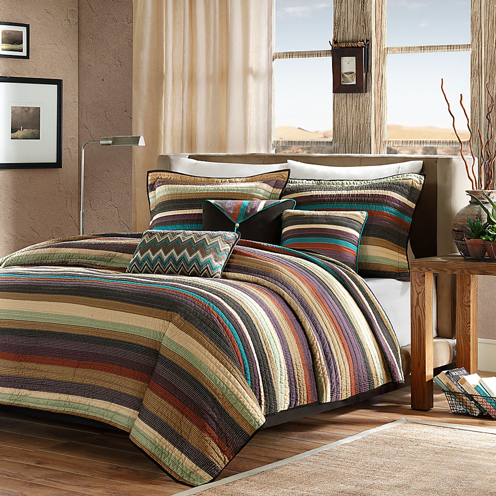 Lynhuber Beige 6 Pc Full/Queen Coverlet Set - Image 1