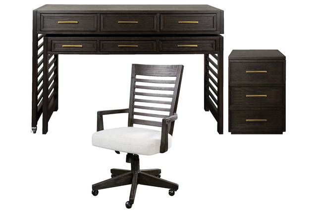 Lynnwood Umber 3 Pc Swivel Desk and Chair Set - Thumbnail - Image 1