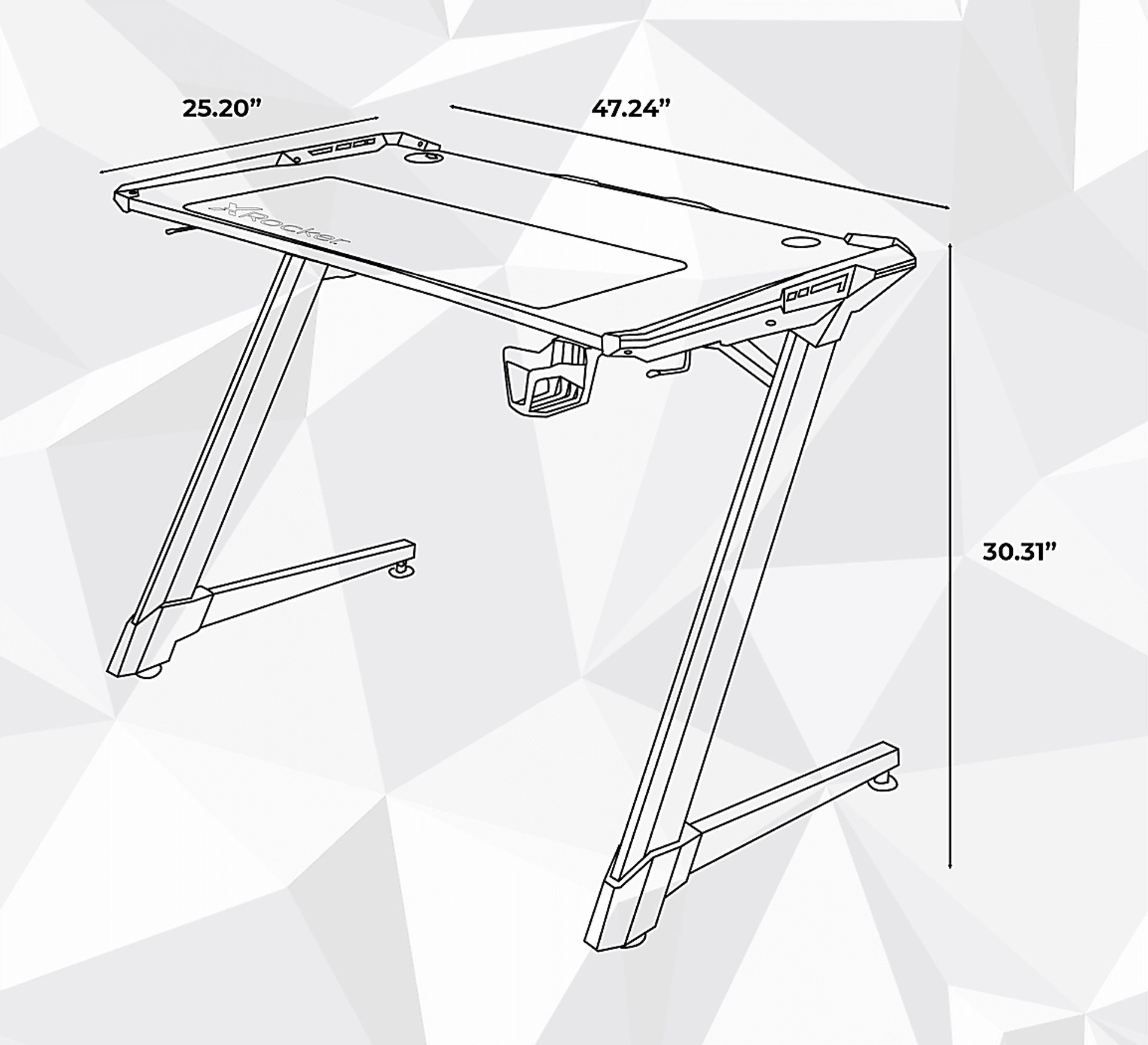 Lynox Black/Silver PC Gaming Desk - Image 9