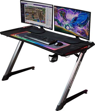 Lynox Black/Silver PC Gaming Desk