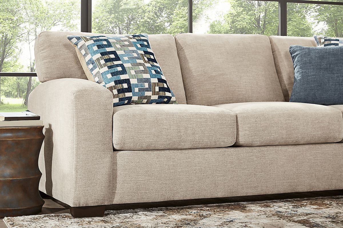 Lynwood 5 Pc Beige Woven Living Room Set With Sofa, Stationary Loveseat ...