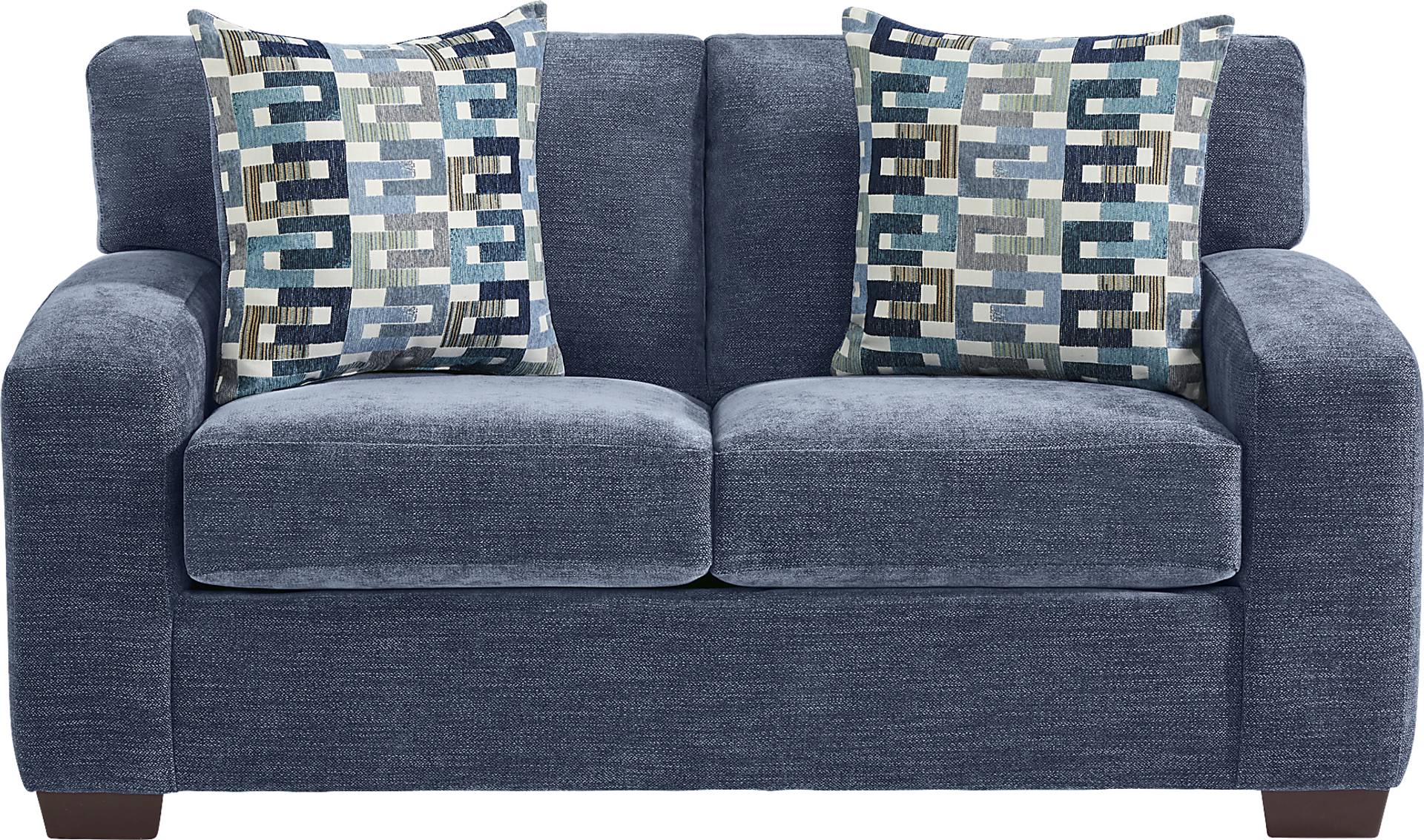 Lynwood 2 Pc Blue Woven Living Room Set With Sofa, Stationary Loveseat