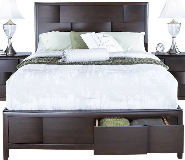 Lynwood Chestnut 3 Pc Queen Panel Bed w/Storage - Thumbnail - Image 1