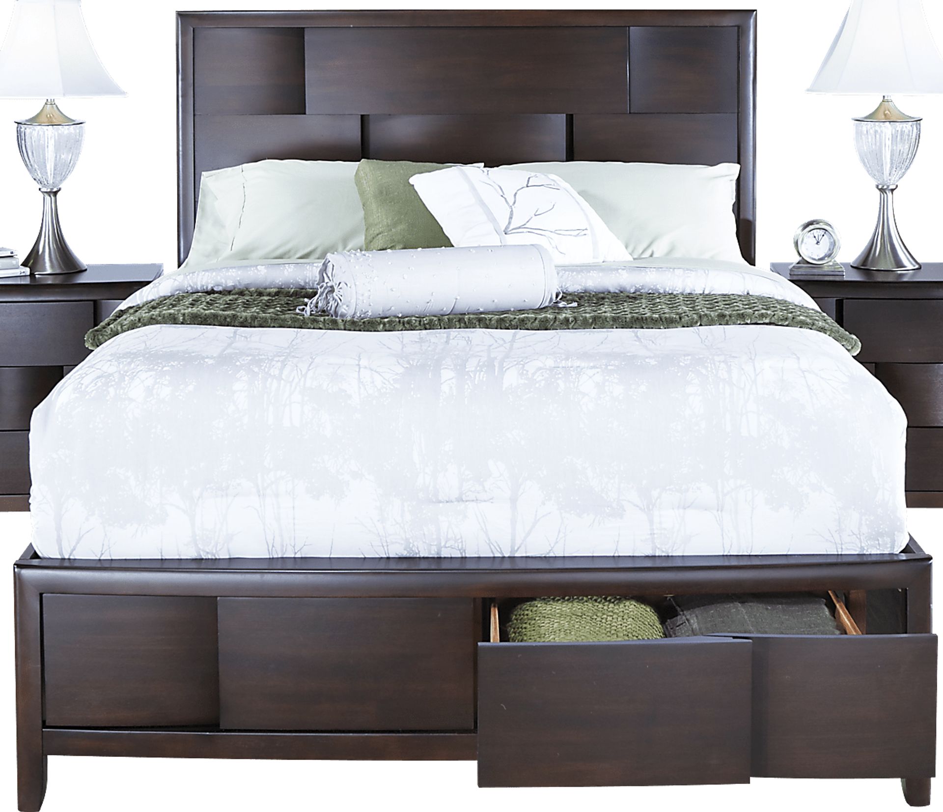 Lynwood Chestnut 3 Pc Queen Panel Bed w/Storage - Image 1