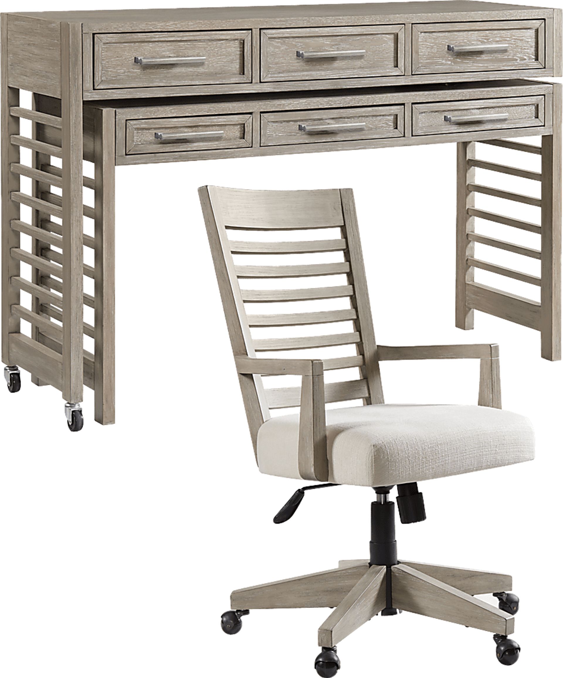Lynnwood Taupe 2 Pc Swivel Desk and Chair Set - Image 1