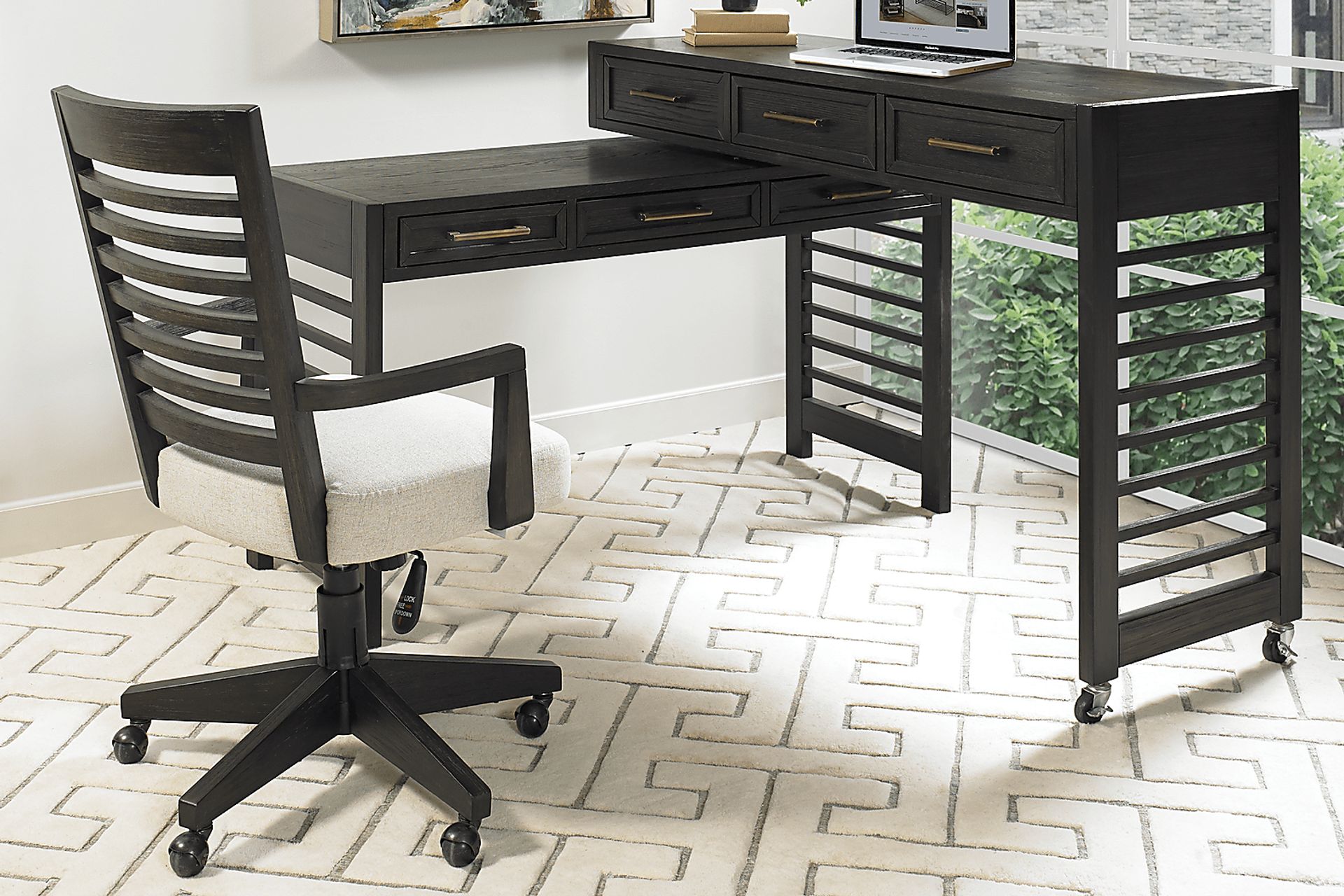 Lynnwood Umber 2 Pc Swivel Desk and Chair Set - Image 2