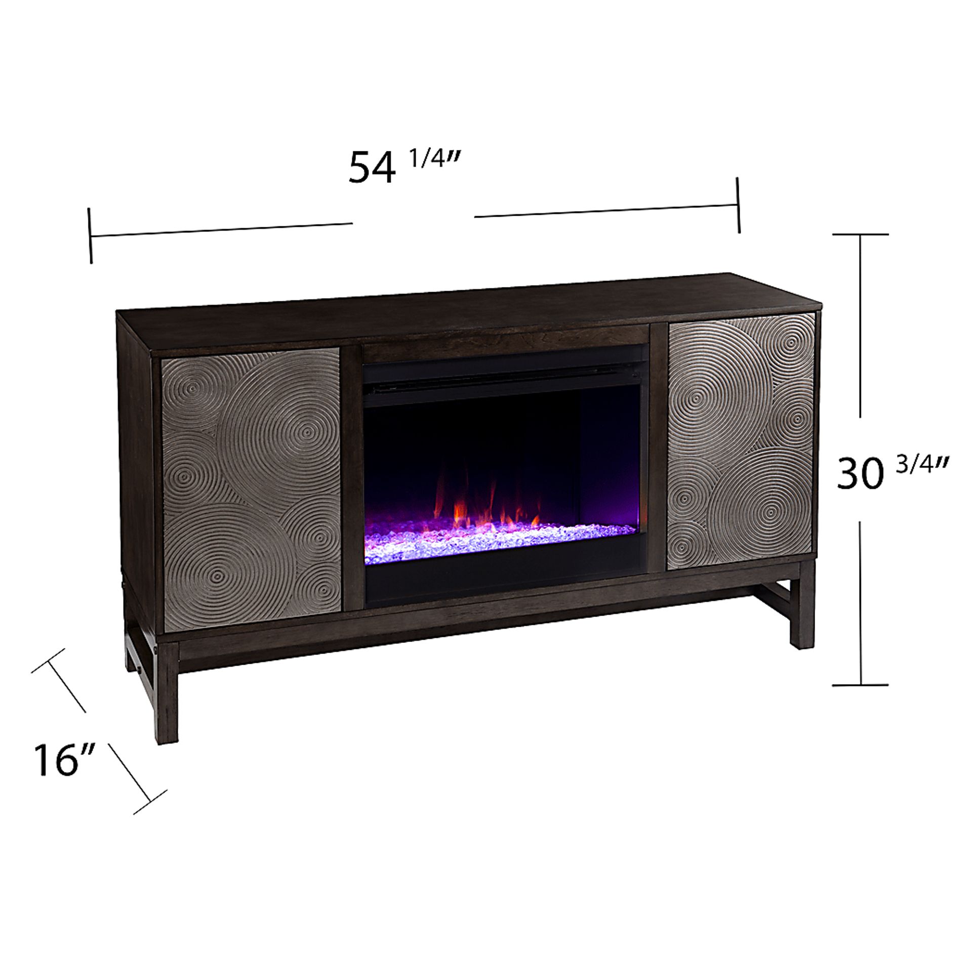 Lysander I Brown 54 in. Console, With Color Changing Electric Fireplace - Image 7