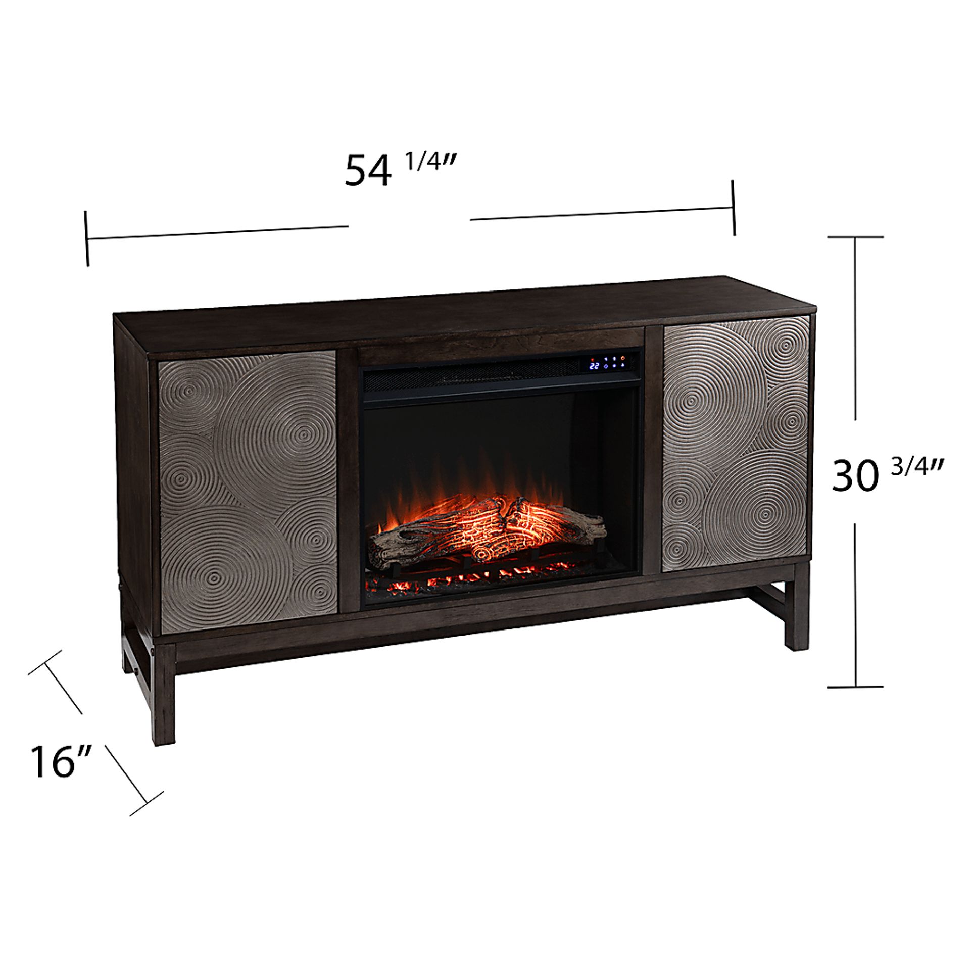 Lysander IV Brown 54 in. Console, With Touch Panel Electric Log Fireplace - Image 7