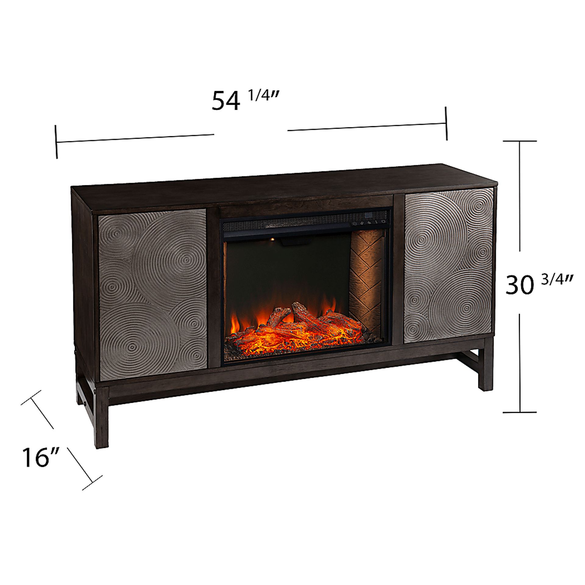 Lysander III Brown 54 in. Console, With Smart Electric Fireplace - Image 7
