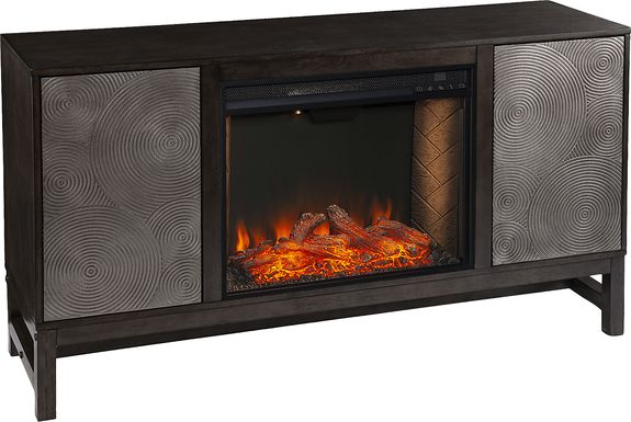 Lysander III Brown 54 in. Console, With Smart Electric Fireplace