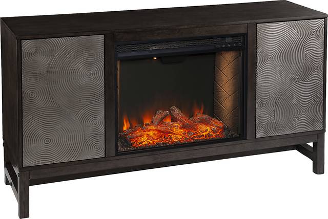 Lysander III Brown 54 in. Console, With Smart Electric Fireplace - Thumbnail - Image 1