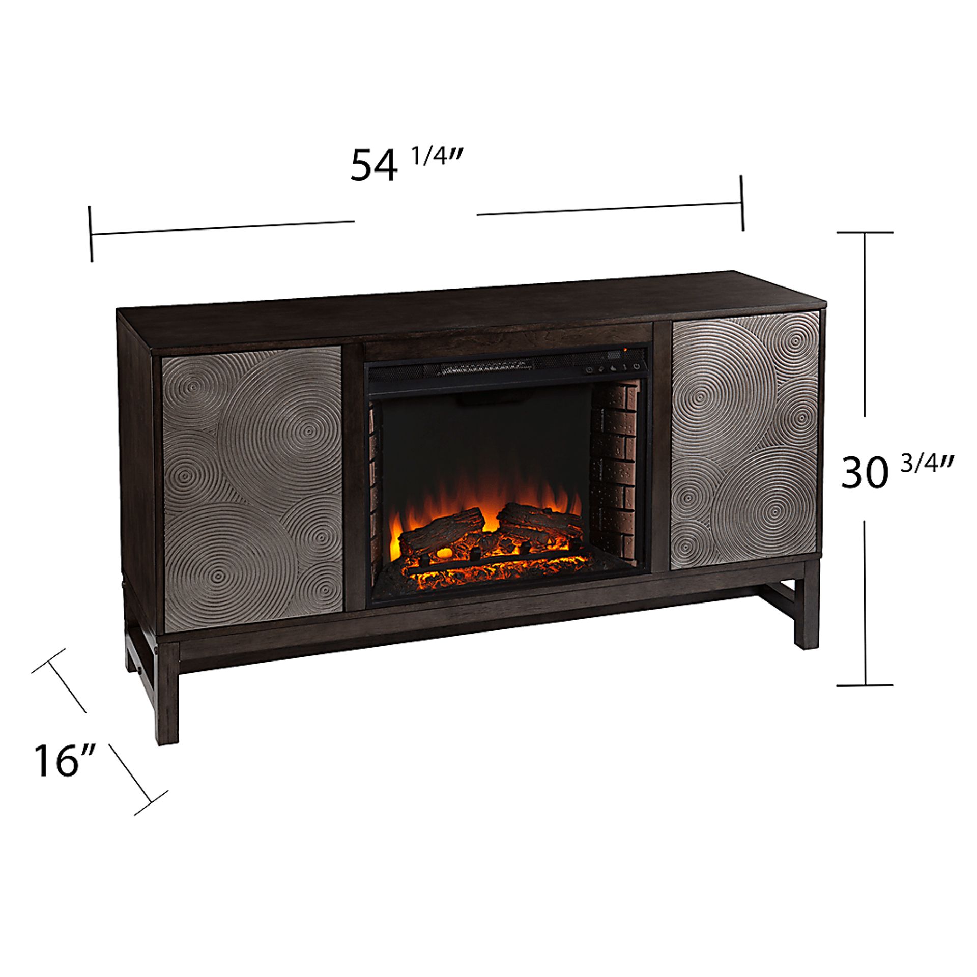Lysander II Brown 54 in. Console With Electric Log Fireplace - Image 8