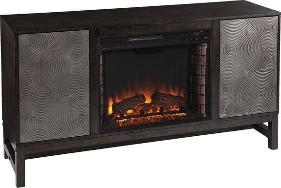 Lysander II Brown 54 in. Console With Electric Log Fireplace