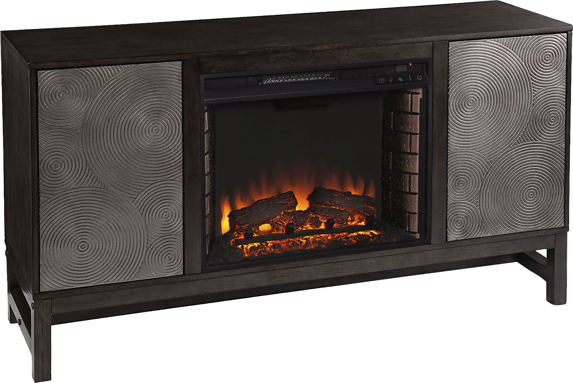Lysander II Brown 54 in. Console With Electric Log Fireplace - Image 1