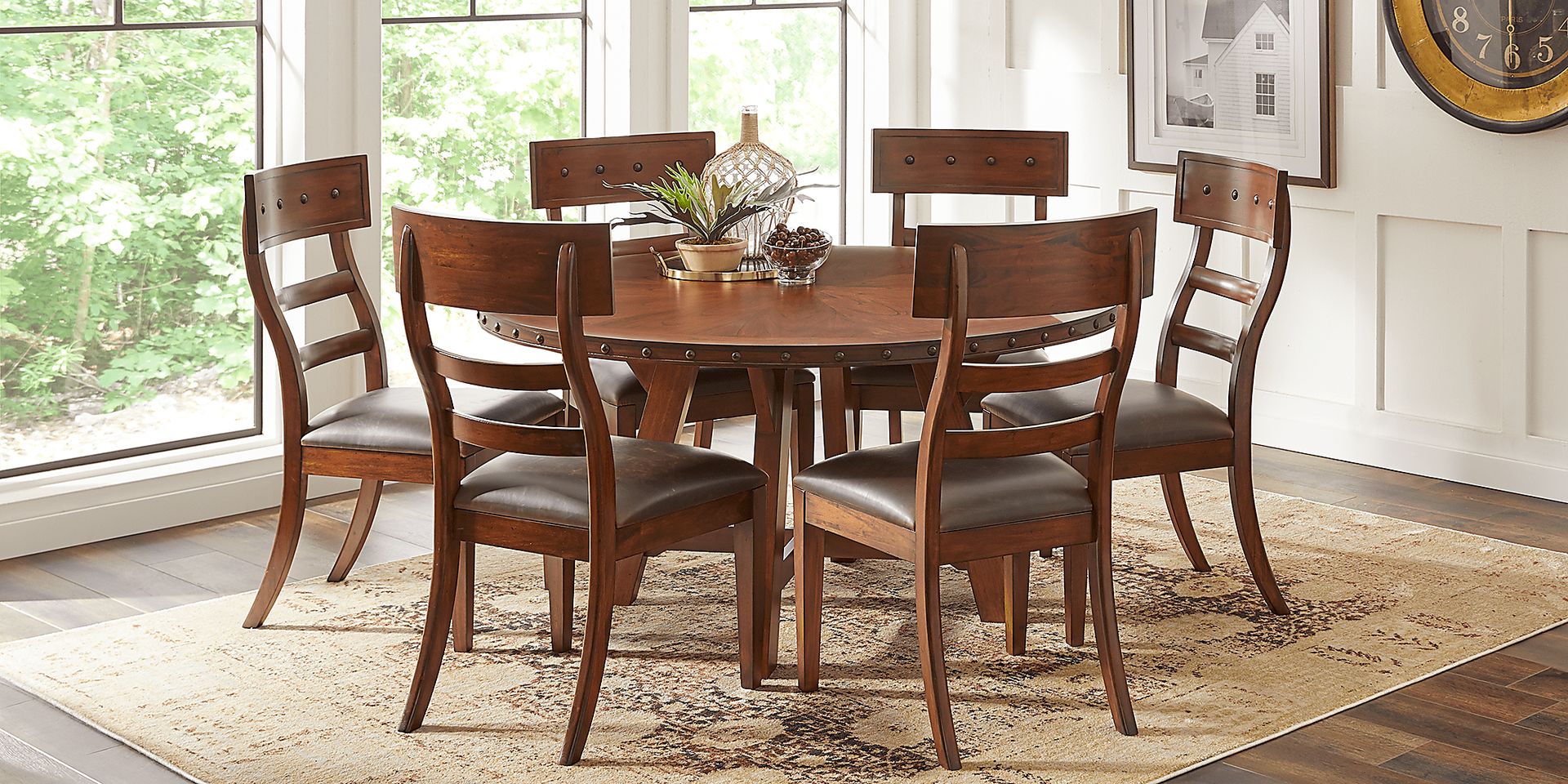 Mablethorpe Brown Round 7 Pc Dining Set - Image 1