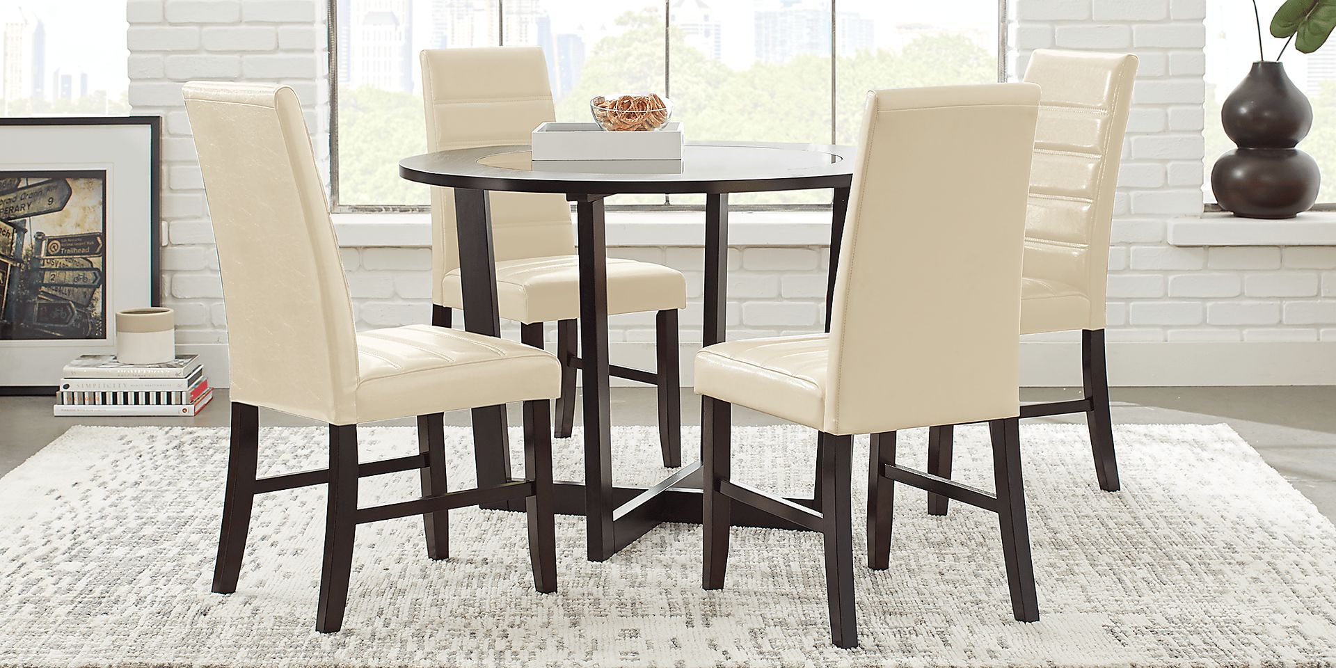 Mabry espresso round dining table discount