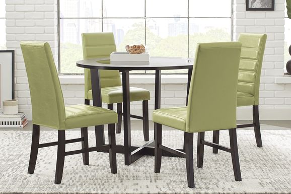 Mabry Espresso 5 Pc Dining Set with Green Chairs