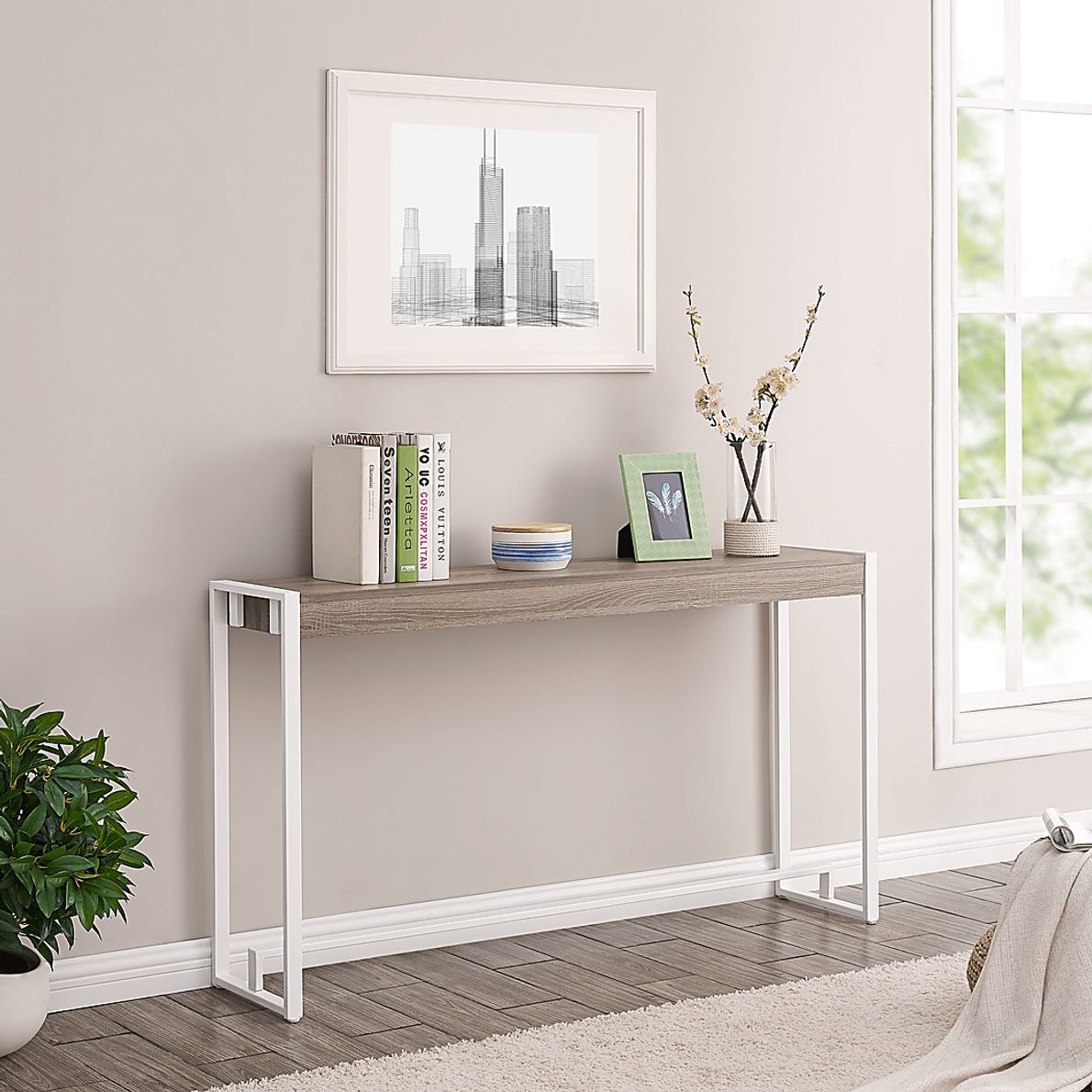Macen White Console Table