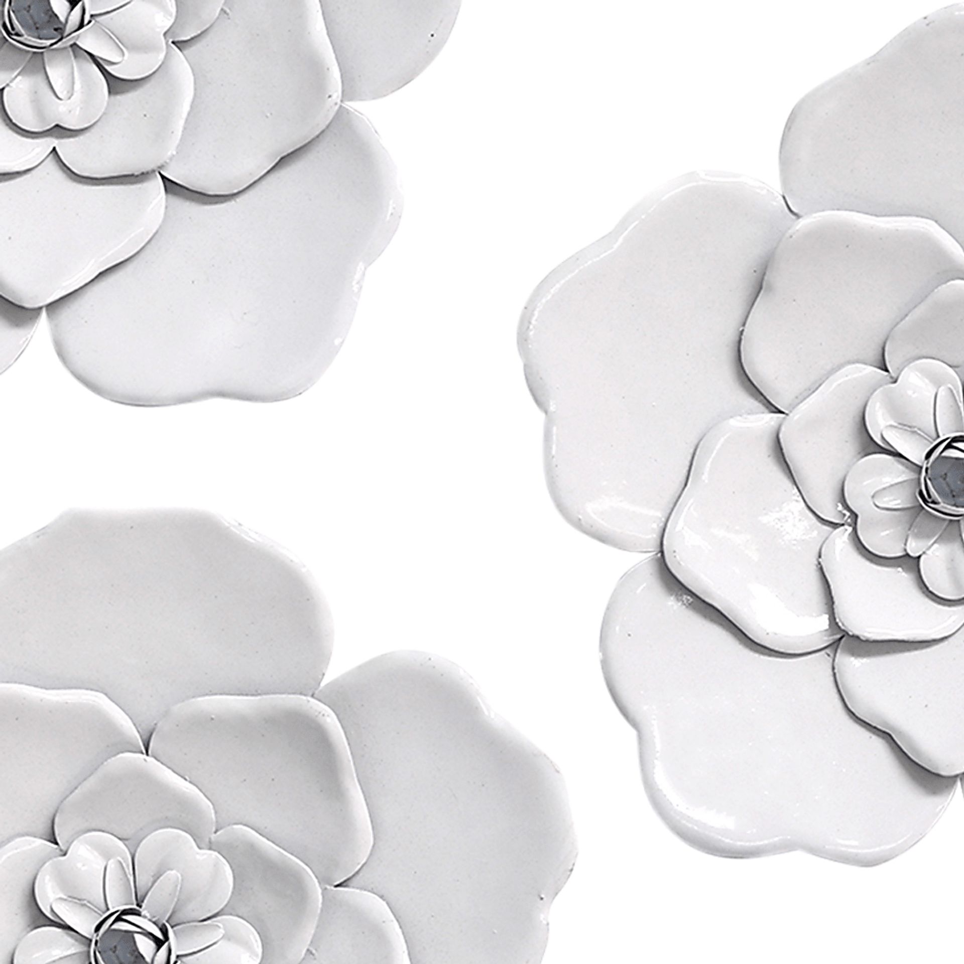 Machala White Wall Flowers Set of 3 - Image 4