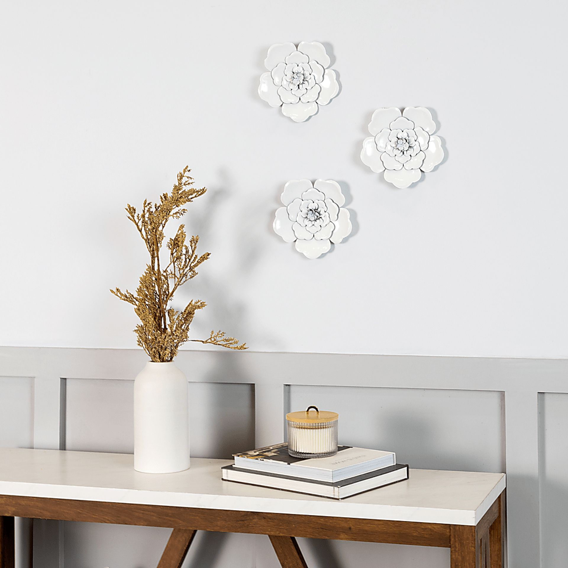 Machala White Wall Flowers Set of 3 - Image 5