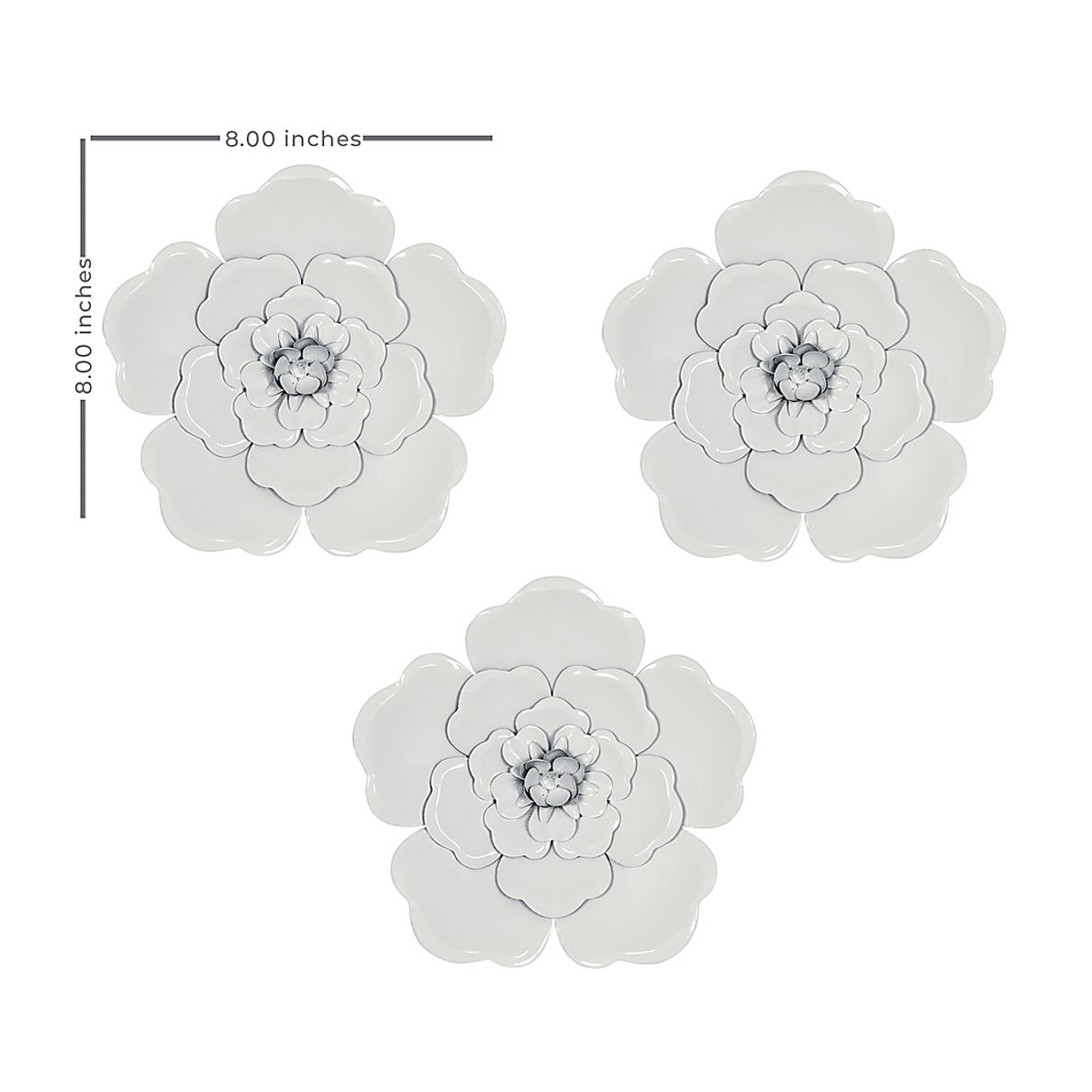 Machala White Wall Flowers Set of 3