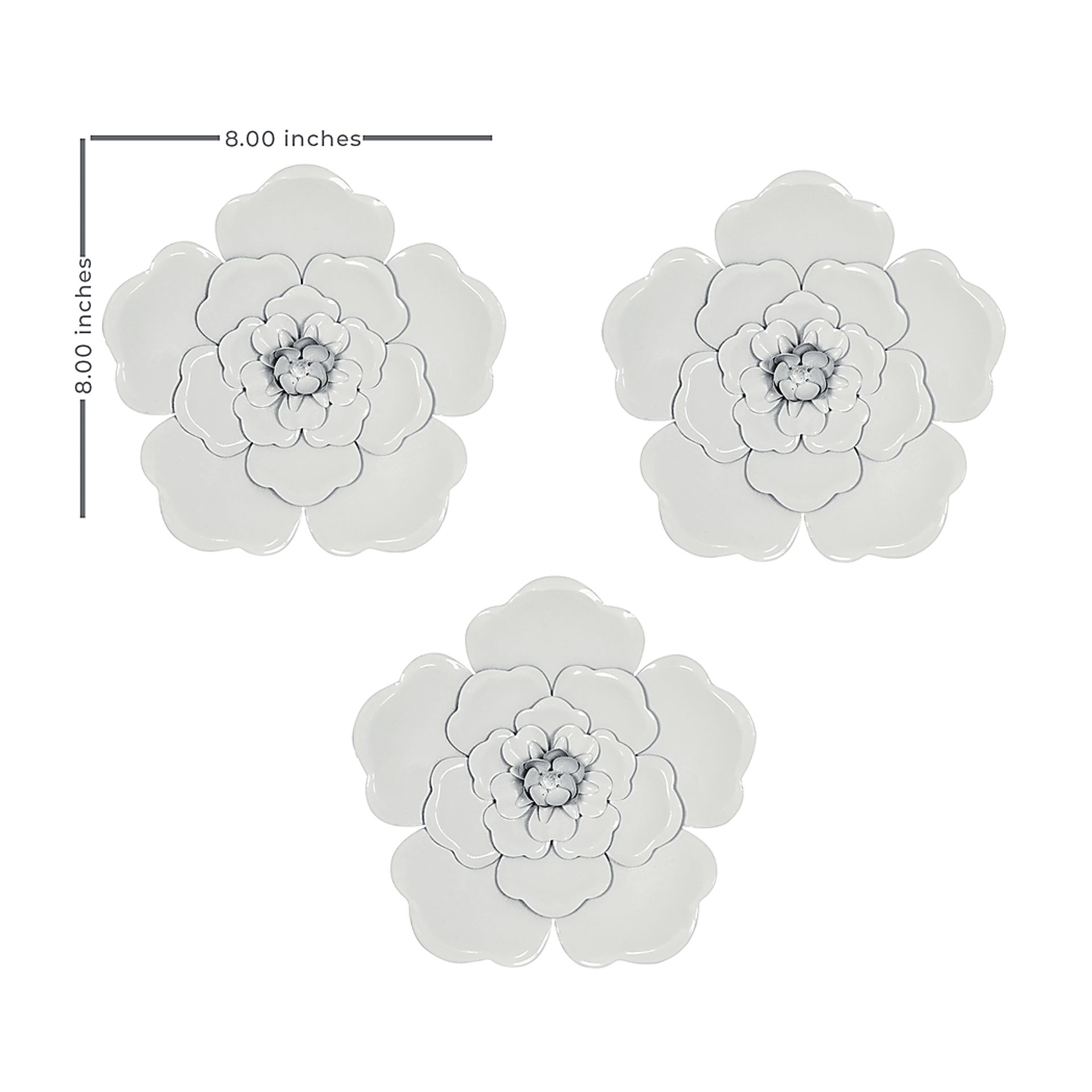 Machala White Wall Flowers Set of 3 - Image 7