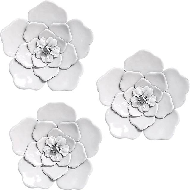 Machala White Wall Flowers Set of 3 - Thumbnail - Image 1