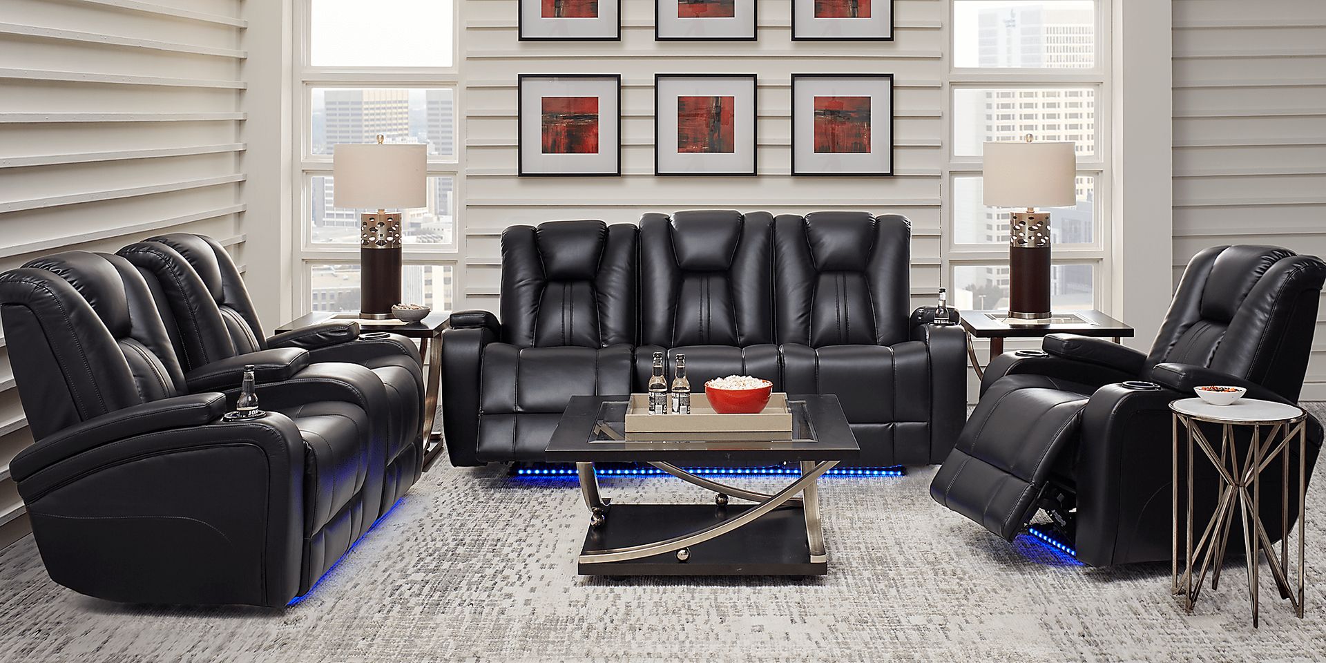 Madden Park Black 3 Pc Dual Power Reclining Living Room - Image 1