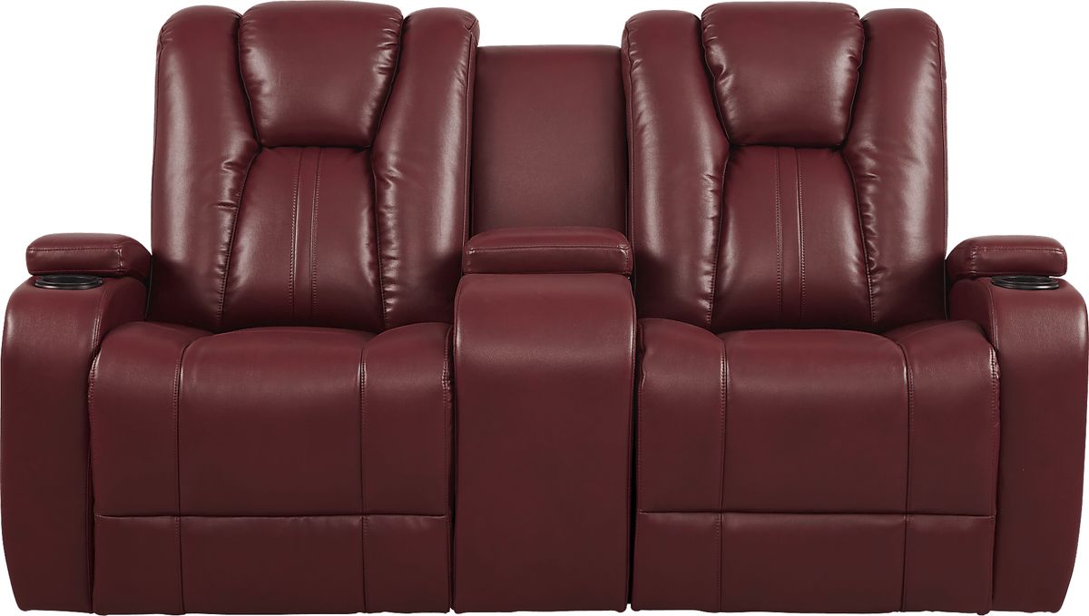 Madden Park Red Dual Power Reclining Console Loveseat Rooms To Go
