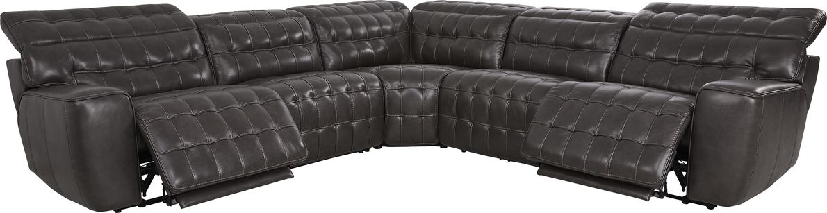 Maddox Manor Leather 5 Pc Dual Power Reclining Sectional
