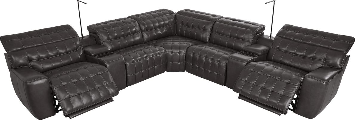 Maddox Manor Leather 7 Pc Dual Power Reclining Sectional