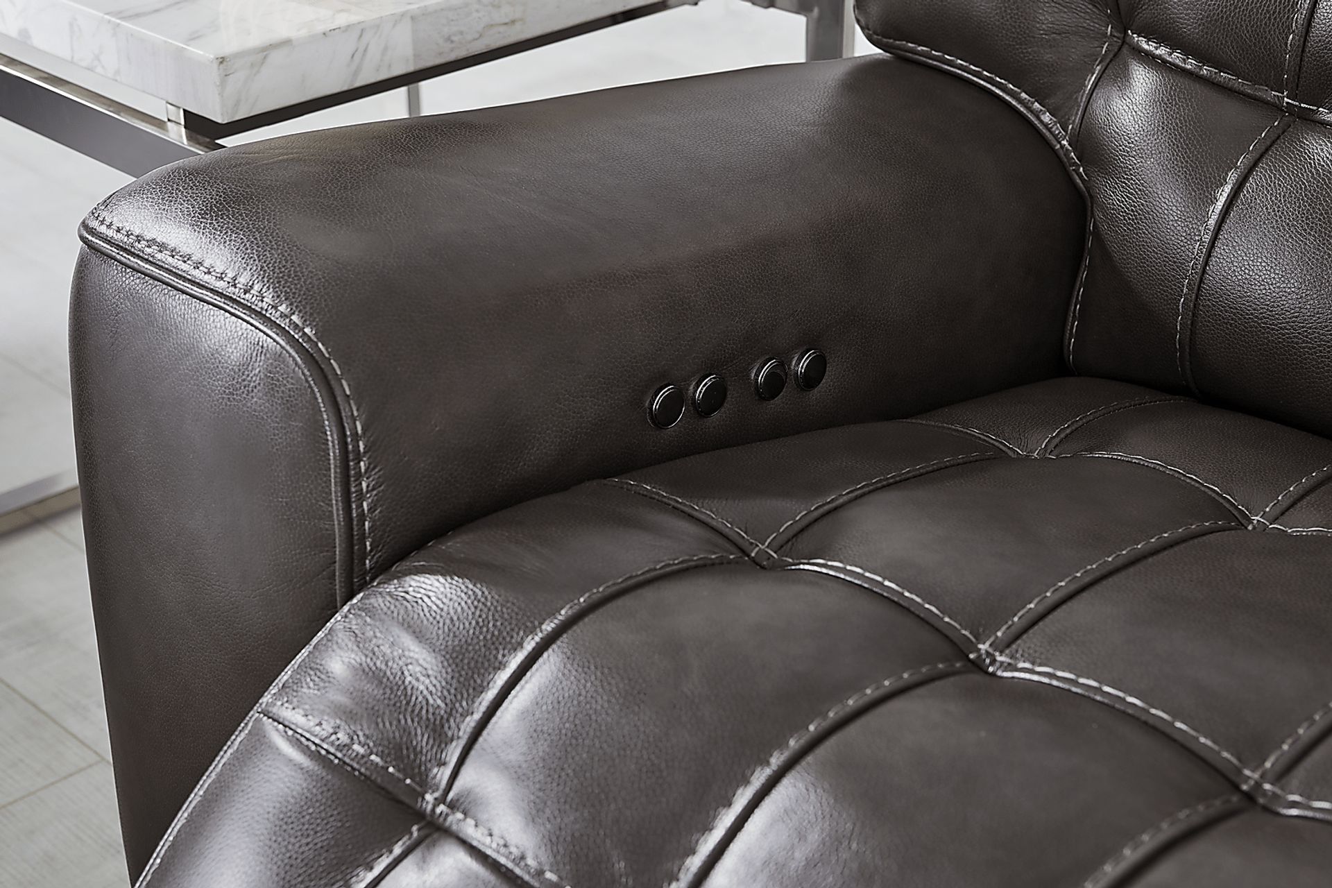 Maddox Manor Dark Gray Leather 10 Pc Dual Power Reclining Sectional Living Room - Image 5