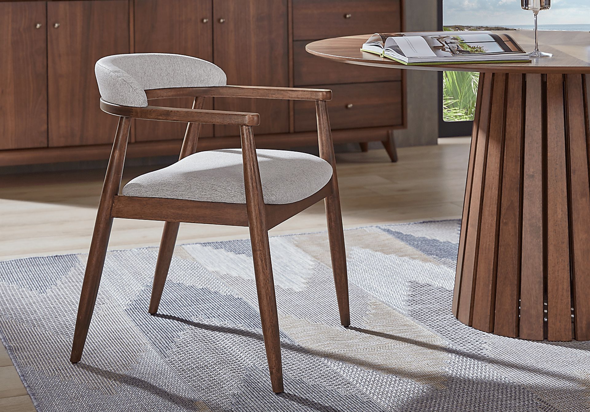 Madrid Walnut 5 Pc Round Dining Room - Image 8